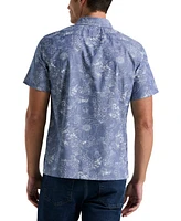 Perry Ellis Men's Chambray Floral Print Short Sleeve Button-Front Shirt