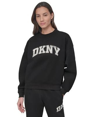 Dkny Sport Women's Rhinestone Logo Crewneck Top