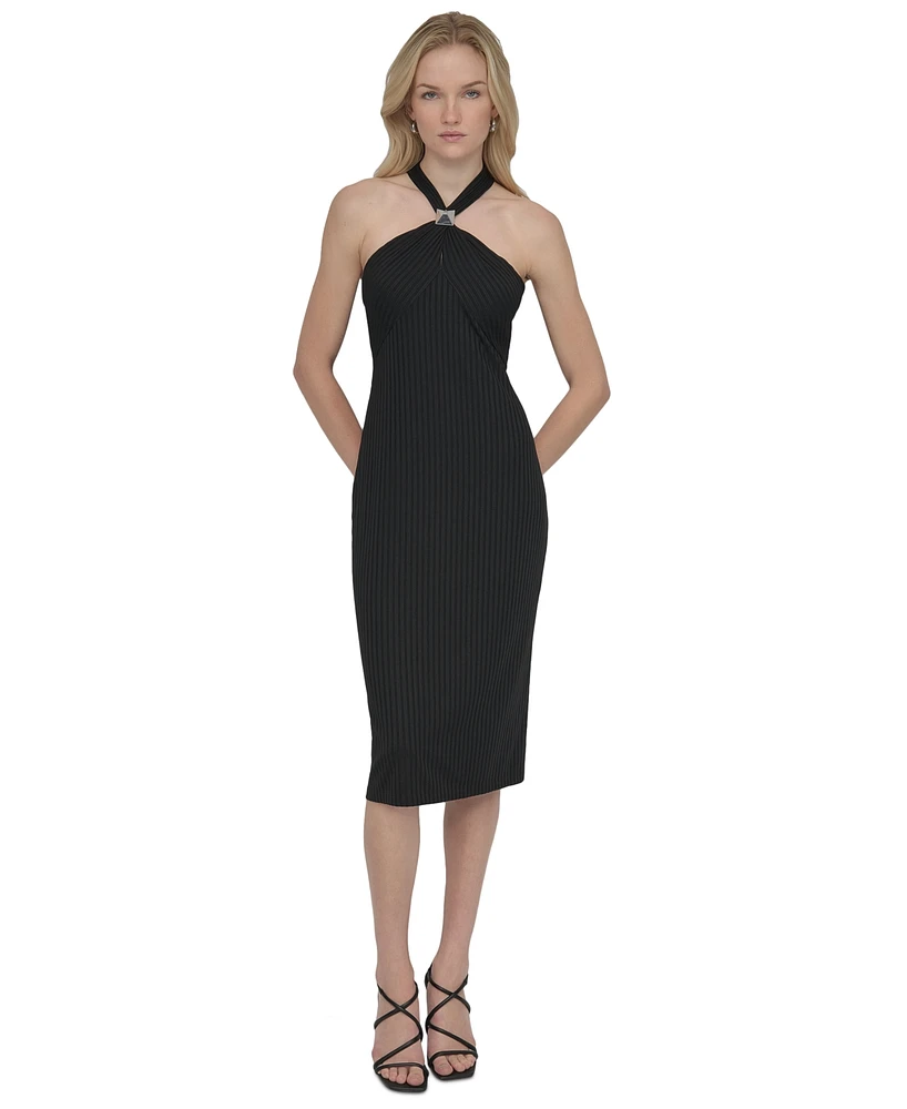 Dkny Women's Ribbed Sleeveless Sheath Dress