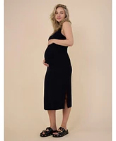 Women's Crew Neck Sleeveless Racerback Maternity Midi Dress - Motherhood