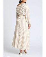 Eloquii Plus One Shoulder Stripe Asym Dress