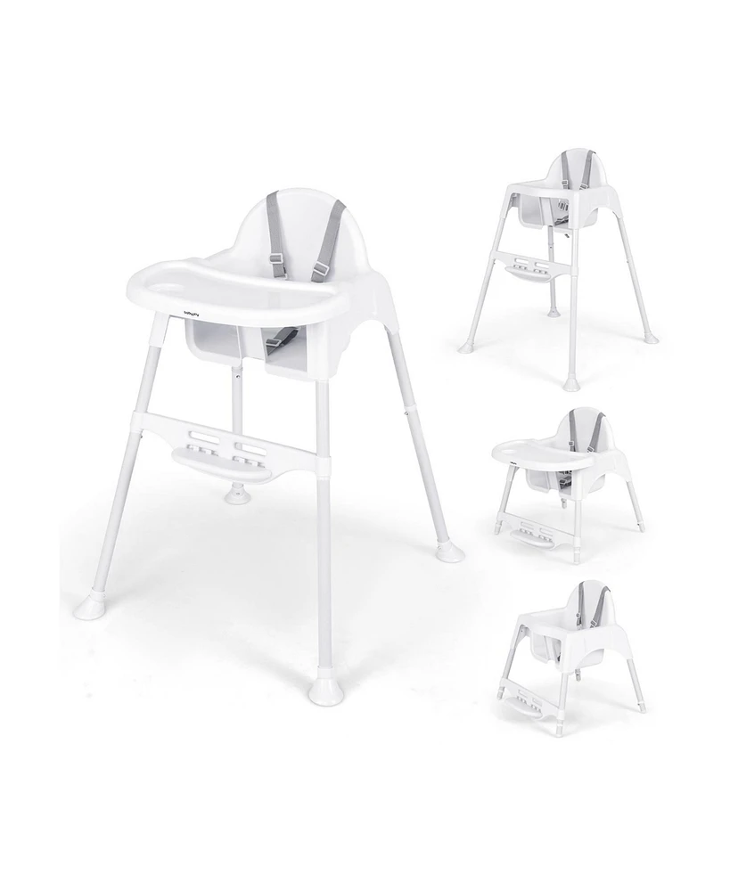 4 in 1 Convertible Kids Dining High Chair with Adjustable Removable Tray and Footrest