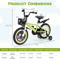 Kids Adjustable Bike with Detachable Training Wheels Safe Fun Bicycle for Ages 4-8 Years Old