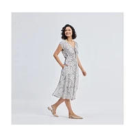 Reistor Women's Deep V-neck Gathered Dress Florals