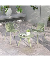 3 Pieces Bistro Set All Weather Pp Patio Conversation with Round Coffee table