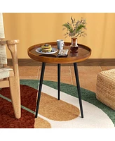 20" Round End Table Mid-century Modern Coffee with Sea Shell Decoration