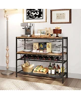 41" Wine Rack with 4 Glass Holders Wide Countertop Middle & Bottom Storage Shelves