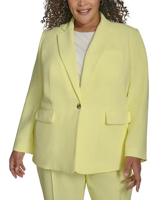 Dkny Plus Size Notched-Collar One-Button Crepe Blazer