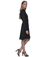 Karl Lagerfeld Paris Women's Belted Button-Front Dress