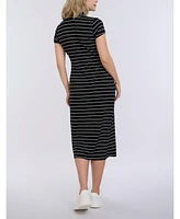 Women's Mock Neck Short Sleeve Ribbed Maternity Midi Dress - Motherhood