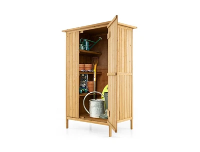 Outdoor Storage Cabinet with Roof and 3 Shelves Durable and Weather-Resistant Garden Organizer