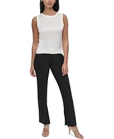 Dkny Petite Sleeveless Crewneck Mixed-Media Sweater