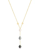 Effy Collection Cultured Black & Tahitian Pearl (9mm) & White Cultured South Sea Pearl (8mm) Necklace in 14k Yellow Gold, 18"