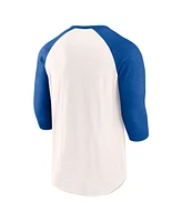 Fanatics Men's White/Royal Atlanta Braves Backdoor Slider Raglan 3/4-Sleeve T-Shirt