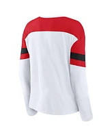 Fanatics Women's White/Red Detroit Red Wings Frozen Long Sleeve Notch Neck T-Shirt