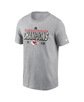 Nike Men's Heather Gray Kansas City Chiefs 2024 Afc Champions Locker Room Trophy Collection Tall T-Shirt