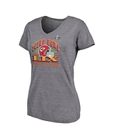 Fanatics Women's Heather Gray Kansas City Chiefs Super Bowl Lix Our Pastime Tri-Blend V-Neck T-Shirt