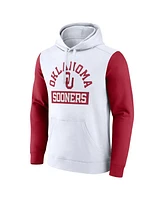 Fanatics Men's White Oklahoma Sooners Extra Point Colorblock Fleece Pullover Hoodie