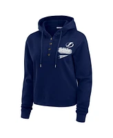 Wear by Erin Andrews Women's Blue Tampa Bay Lightning Waffle Knit Pullover Hoodie