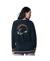 Starter Women's Navy Chicago Bears Oversized On the Ball Intarsia Knit Pullover Sweater