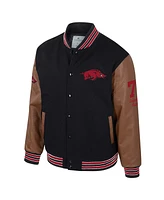 Colosseum Men's Black Arkansas Razorbacks Letterman Full-Snap Varsity Jacket