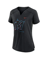 Nike Women's Black Miami Marlins Pure Pride Boxy Performance Notch Neck T-Shirt