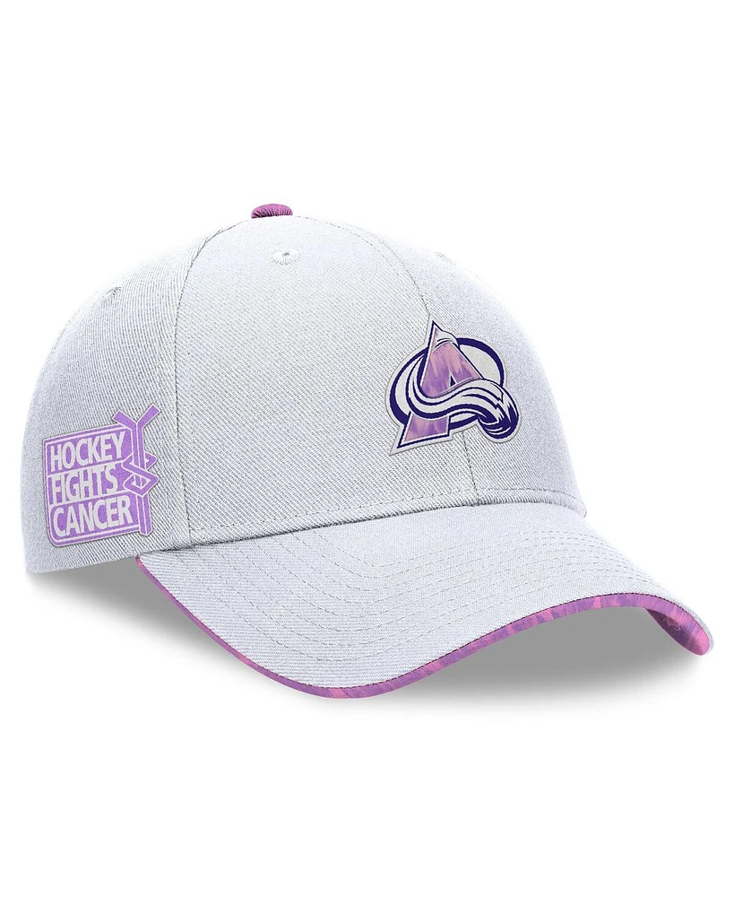 Fanatics Men's White Colorado Avalanche Authentic Pro Hockey Fights Cancer Adjustable Hat