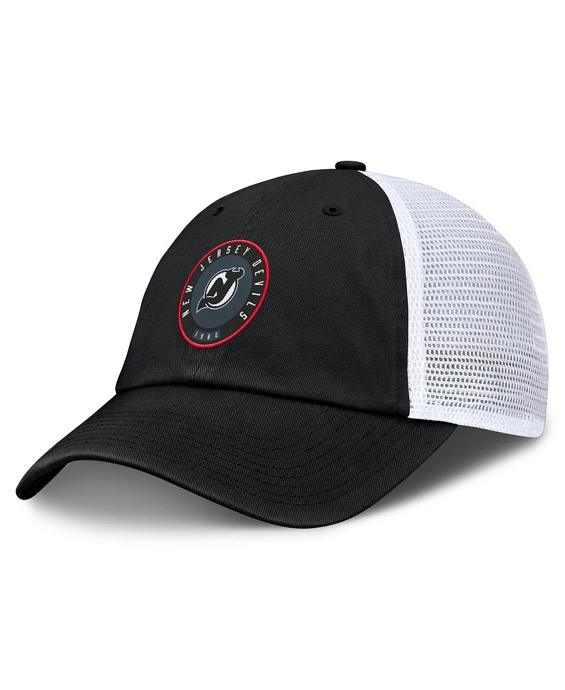 Fanatics Men's Black/White New Jersey Devils Averie Trucker Adjustable Hat