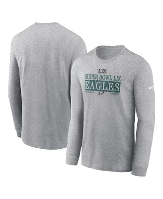 Nike Men's Heather Gray Philadelphia Eagles Super Bowl Lix Nola Inspired Long Sleeve T-Shirt