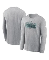 Nike Men's Heather Gray Philadelphia Eagles Super Bowl Lix Nola Inspired Long Sleeve T-Shirt