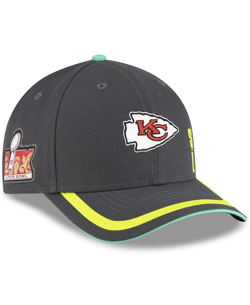 New Era Men's Gray Kansas City Chiefs Super Bowl Lix 9FORTY Adjustable Hat