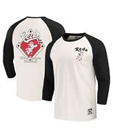 Darius Rucker Collection by Fanatics Men's White Cincinnati Reds Cooperstown Collection Raglan 3/4-Sleeve T-Shirt