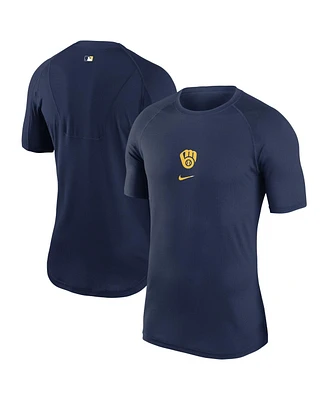 Nike Men's Navy Milwaukee Brewers Authentic Collection Base Layer T-Shirt