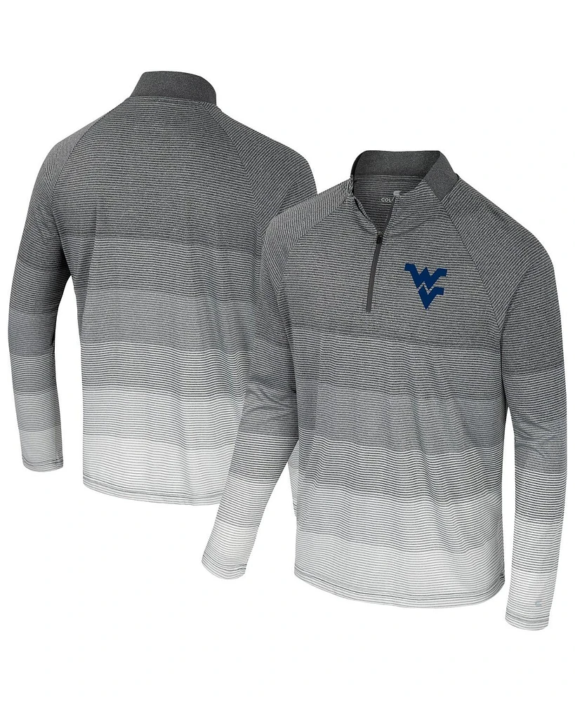 Colosseum Men's Gray West Virginia Mountaineers Ai Striped Mesh Quarter-Zip Raglan Windshirt