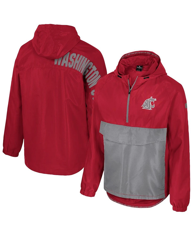 Colosseum Men's Crimson Washington State Cougars Reloaded Anorak Half-Zip Jacket