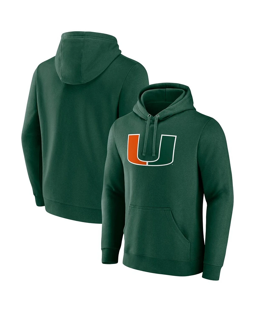 Fanatics Men's Green Miami Hurricanes Fleece Pullover Hoodie