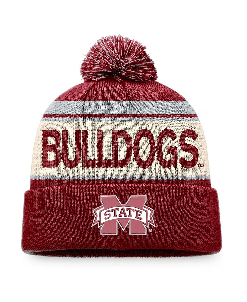 Top of the World Men's Maroon Mississippi State Bulldogs Prime Cuffed Knit Hat with Pom