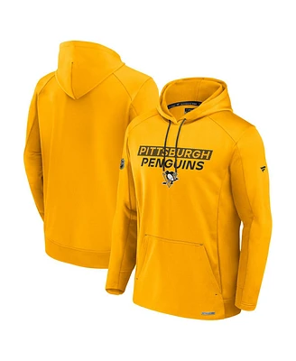 Fanatics Men's Gold Pittsburgh Penguins Authentic Pro Rink Fleece Pullover Hoodie