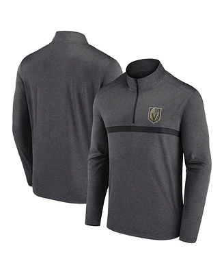 Logo Athletic Men's Heather Charcoal Vegas Golden Knights Head-to-Head Raglan Quarter-Zip Top