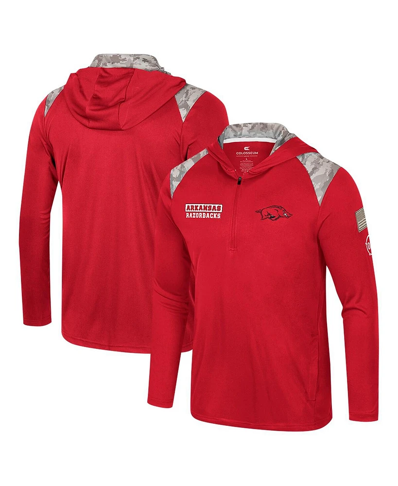 Colosseum Men's Cardinal Arkansas Razorbacks Oht Military Appreciation Quarter-Zip Hoodie Jacket