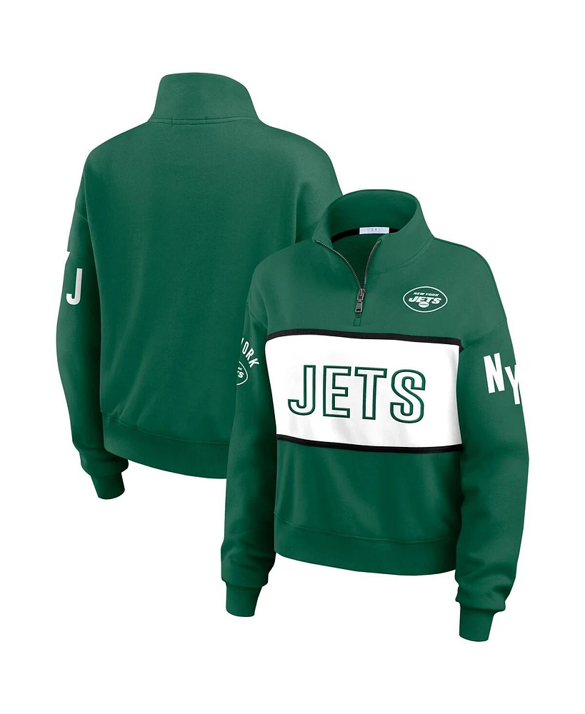 Wear by Erin Andrews Women's Green New York Jets Quarter-Zip Jacket