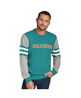 Tommy Hilfiger Men's Aqua/Heather Gray Miami Dolphins Acrylic Crewneck Pullover Sweatshirt