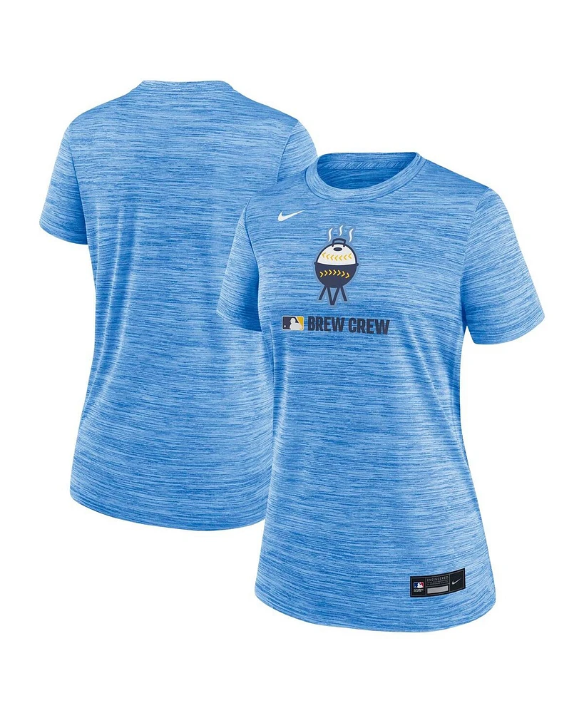 Nike Women's Powder Blue Milwaukee Brewers Authentic Collection City Connect Velocity Performance T-Shirt