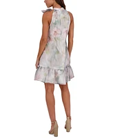 kensie Women's Printed Organza Bow-Tie Sheath Dress