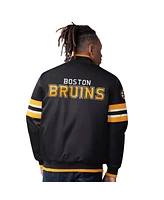 Starter Men's Black Boston Bruins Scout I Full-Snap Varsity Jacket