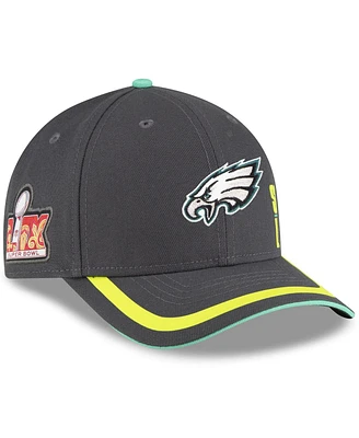 New Era Men's Gray Philadelphia Eagles Super Bowl Lix 9FORTY Adjustable Hat