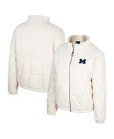 Colosseum Women's Cream Michigan Wolverines So Hot Right Now Quilted Puffer Full-Zip Jacket