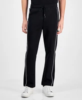 Karl Lagerfeld Paris Men's Straight-Fit Contrast Piping Fleece Scuba Track Pants