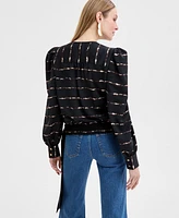 I.n.c. International Concepts Women's Printed Puff-Sleeve Blouse, Exclusively at Macy's