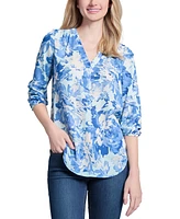 Jones New York Petite Printed 3/4-Sleeve Tunic Top